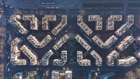 Residential-buildings-Paris-ring-road-abstract-geometrical-shape-aerial-France
